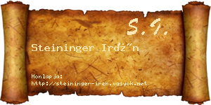 Steininger Irén névjegykártya