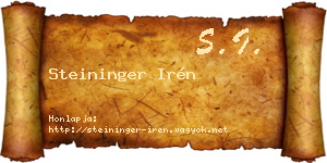 Steininger Irén névjegykártya
